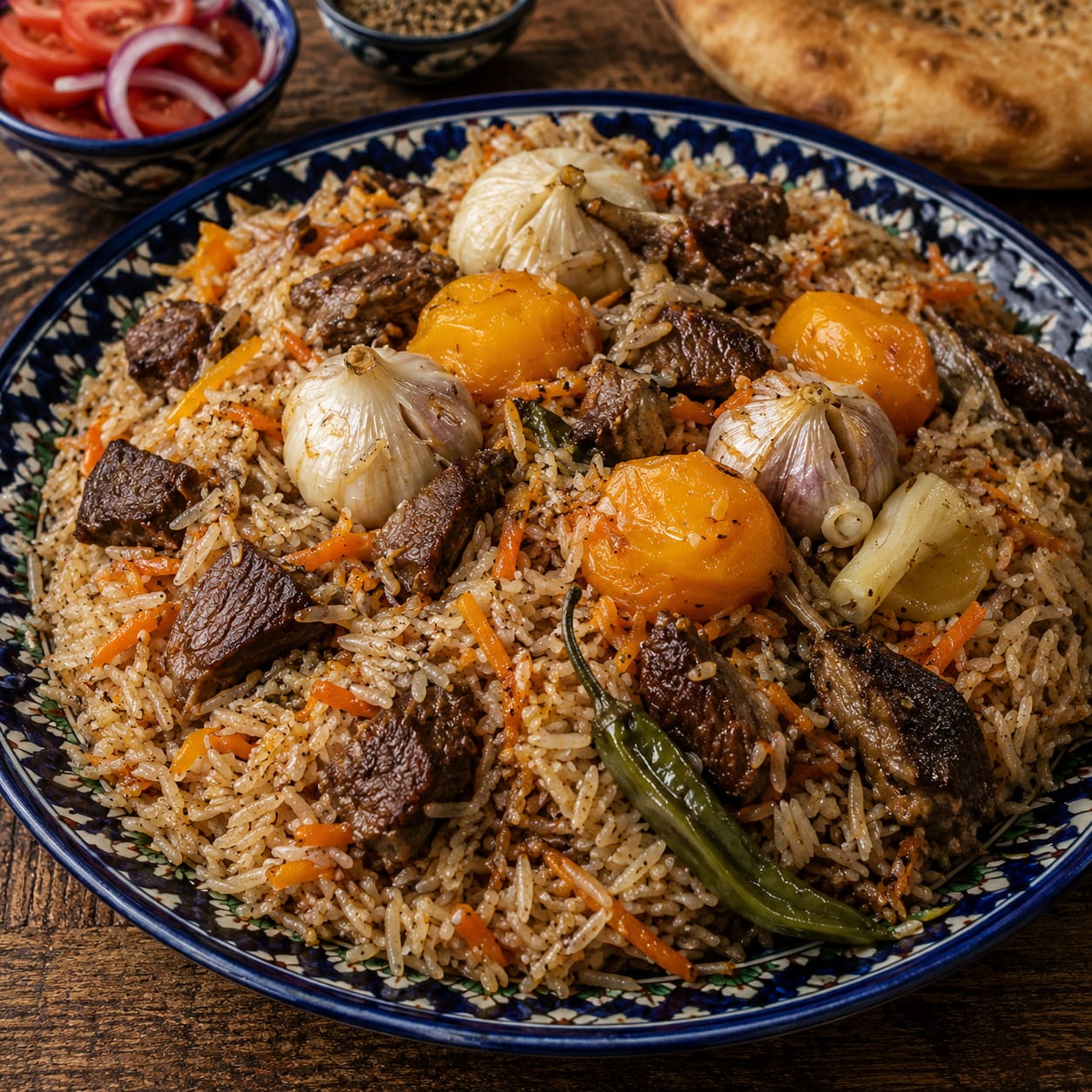 Plov, arroz con carne estofada